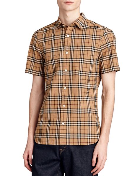 burberry alexander check short sleeve sport shirt|Check Cotton Shirt in Navy .